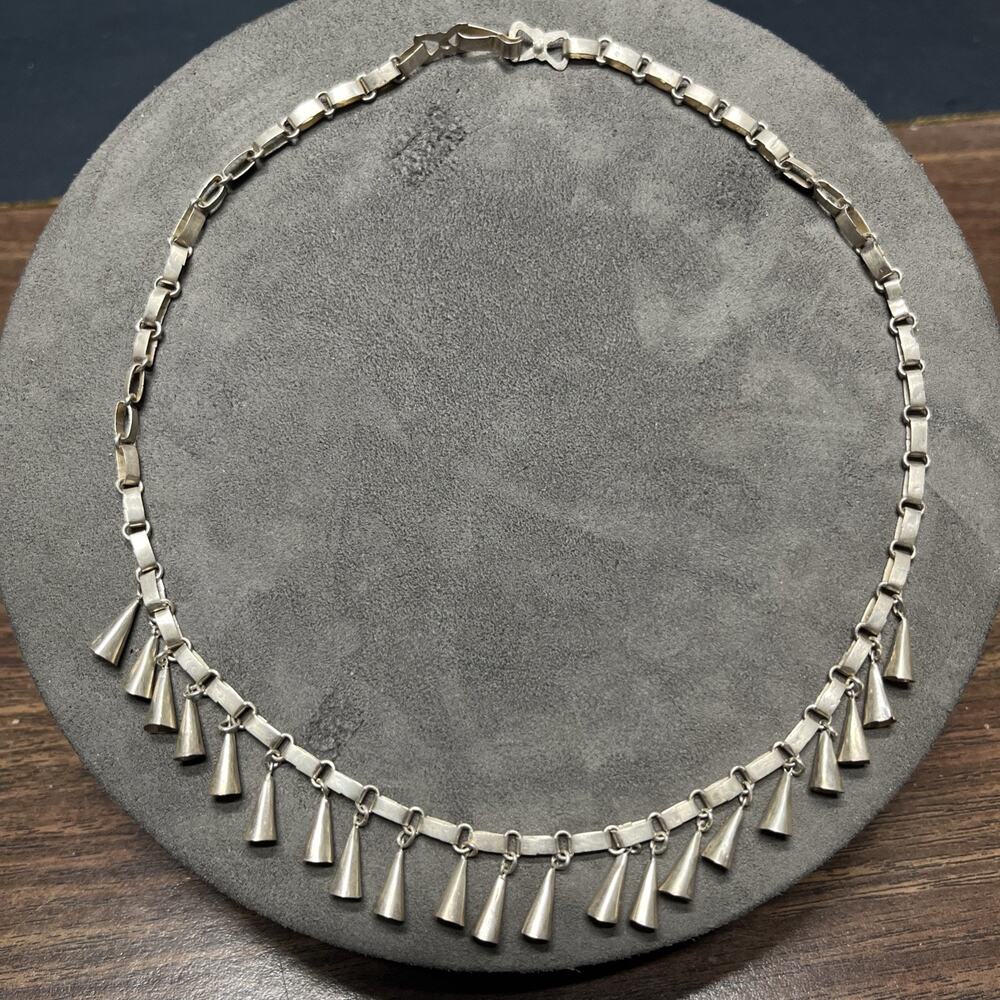 Vtg Mapuche Style “llol llol” Sterling 925 Silver Necklace Artisan Made Choker